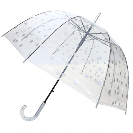 Parapluie cloche transparent pois argents