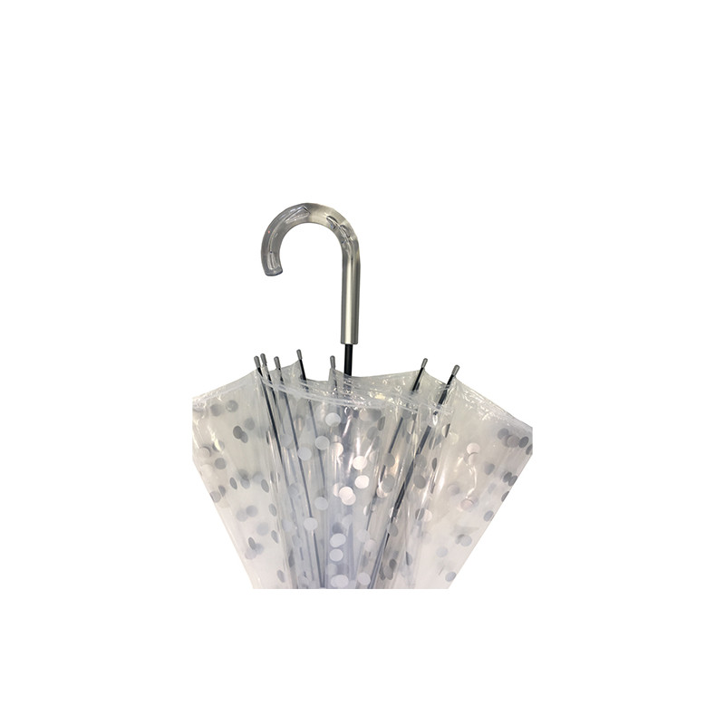 Parapluie cloche transparent pois argents