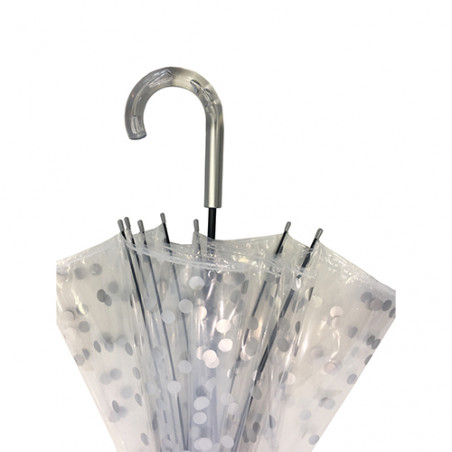 Parapluie cloche transparent pois argents