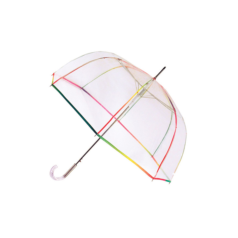 Grand parapluie cloche transparent liseré multicolore