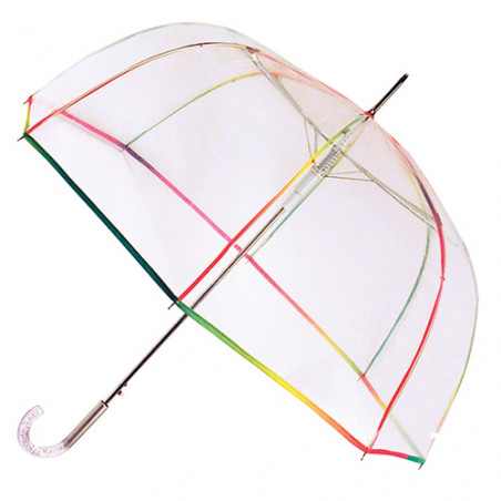 Grand parapluie cloche transparent liseré multicolore