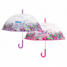 Parapluie cloche transparent fleurs poignée violette