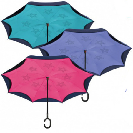 Parapluie inversé bleu et vert