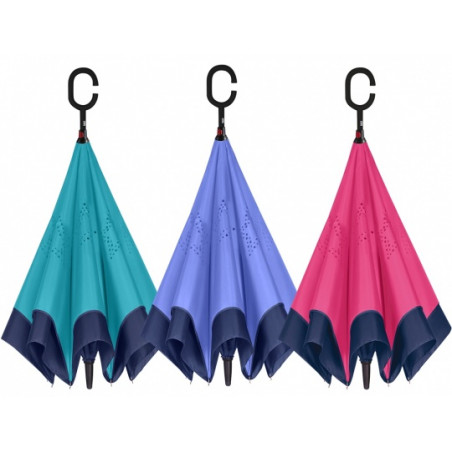 Parapluie inversé bleu et vert
