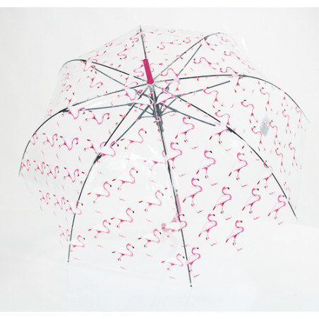 Parapluie cloche transparent flamants roses