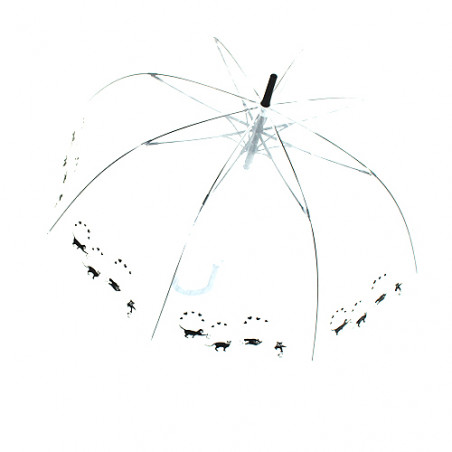 Parapluie cloche transparent chats noirs