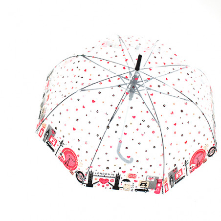 Parapluie transparent cloche anglais motif Londres
