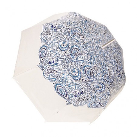 Parapluie cloche transparent cachemire bleu