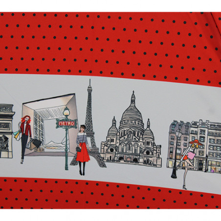 Mini parapluie pliable rouge monuments de Paris