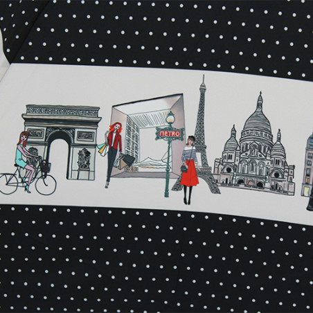 Mini parapluie pliable noir monuments de Paris