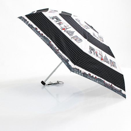 Mini parapluie pliable noir monuments de Paris