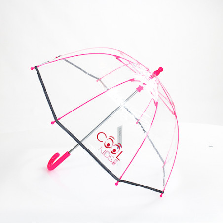 Parapluie enfant transparent rose bande réfléchissante 