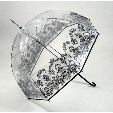 Parapluie transparent motif arabesque noir