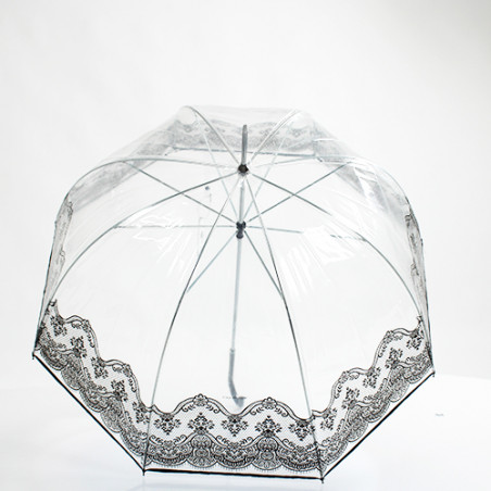 Parapluie transparent motif arabesque noir