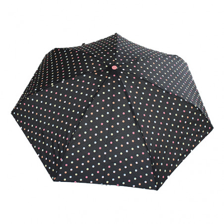 Mini parapluie pliant noir pois multicolores