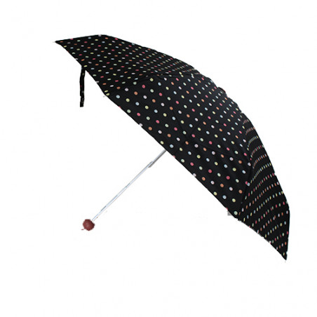 Mini parapluie pliant noir pois multicolores