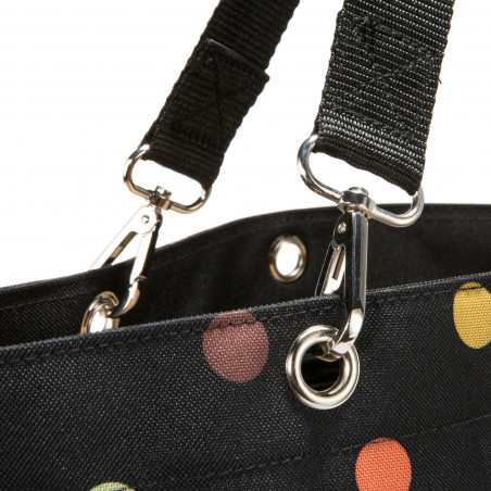 sac shopping XL pliable noir et pois multicolores