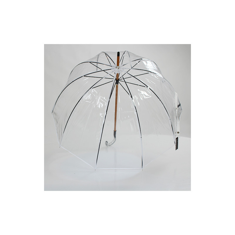 Parapluie transparent cloche made in france ganse blanche