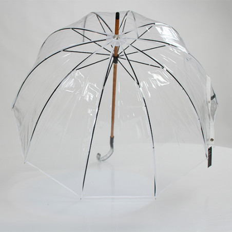 Parapluie transparent cloche made in france ganse blanche