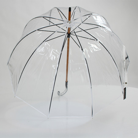 Parapluie transparent cloche made in france ganse blanche