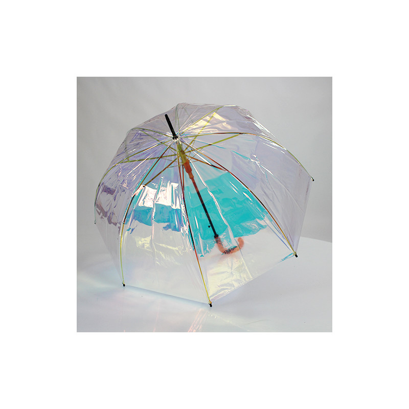 Parapluie cloche transparent toile irisée