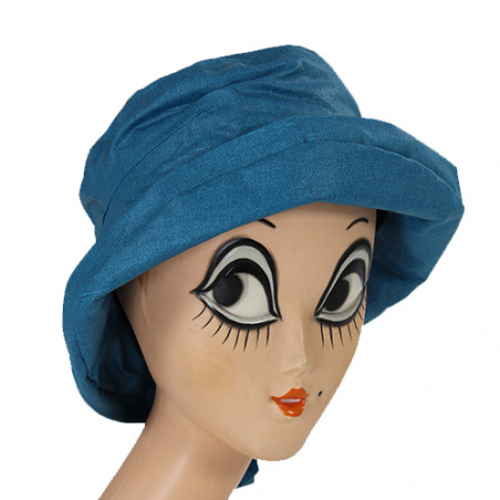 Chapeau de pluie femme bleu piscine