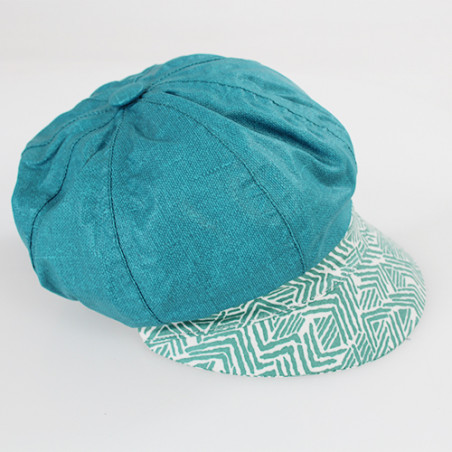 Casquette de pluie bleu motifs géométriques