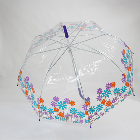 Parapluie cloche transparent fleurs d'été
