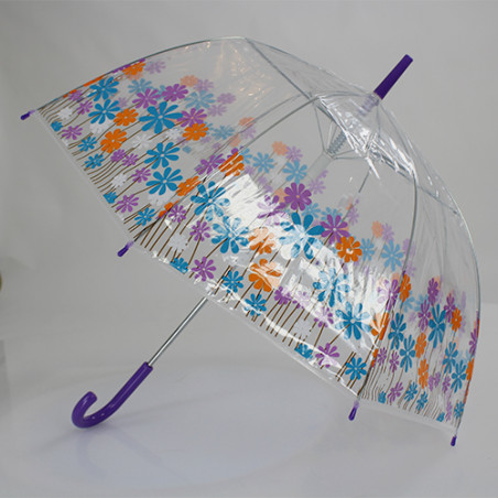 Parapluie cloche transparent fleurs d'été
