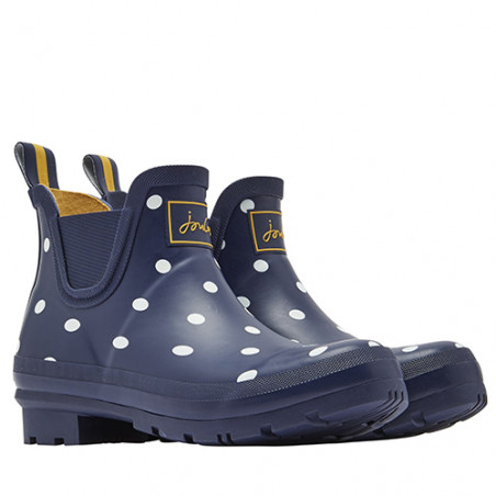Bottines de pluie femme bleues pois blancs