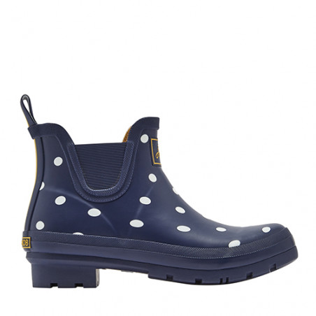 Bottines de pluie femme bleues pois blancs
