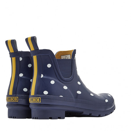Bottines de pluie femme bleues pois blancs