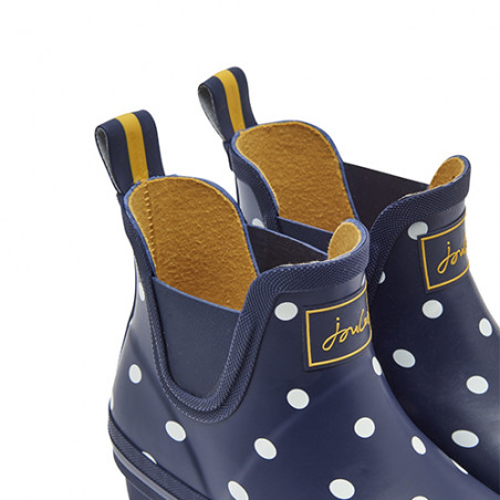Bottines de pluie femme bleues pois blancs