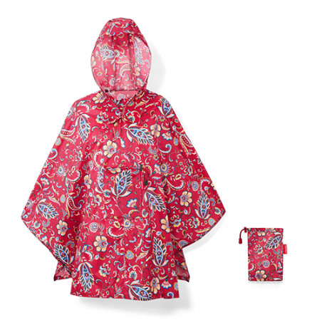 Poncho imperméable rouge motif cachemire