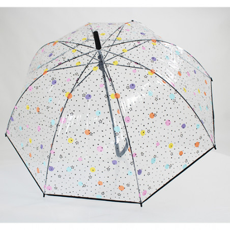 Parapluie cloche transparent pois et étoiles