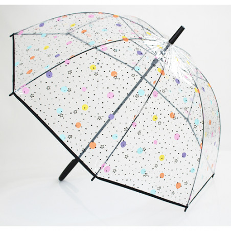 Parapluie cloche transparent pois et étoiles