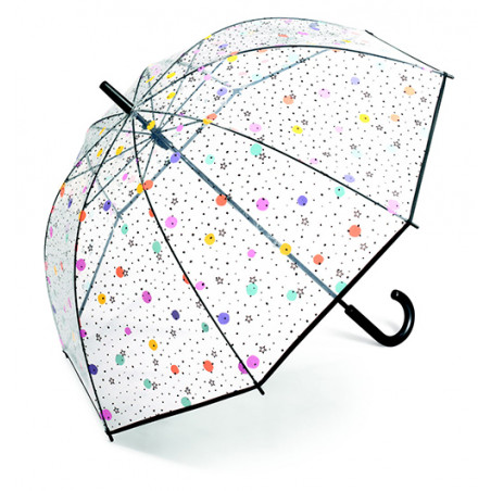 Parapluie cloche transparent pois et étoiles