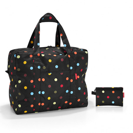 Sac de voyage pliable noir et pois multicolores