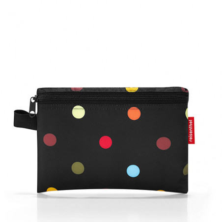 Sac de voyage pliable noir et pois multicolores