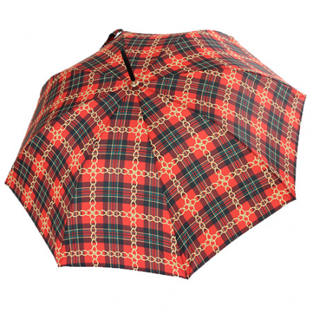 Parapluie canne tartan rouge de luxe