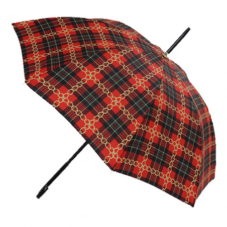 Parapluie canne tartan rouge de luxe