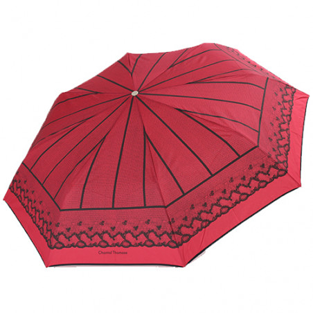 Parapluie pliant résilles noir et rouge Chantal Thomass
