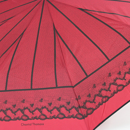 Parapluie pliant résilles noir et rouge Chantal Thomass