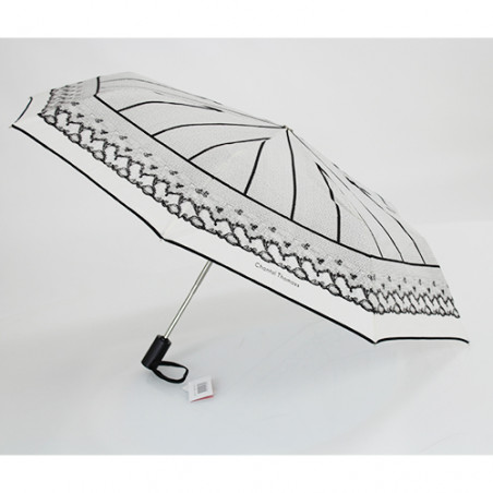 Parapluie pliant résilles noir et ivoire Chantal Thomass
