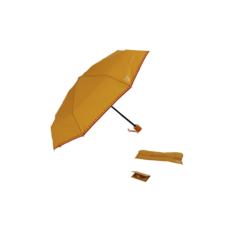 Parapluie pliant jaune d'ocre housse séchante Parapluie pliant jaune d'ocre housse séchante