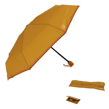 Parapluie pliant jaune d'ocre housse séchante