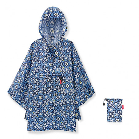 Poncho de pluie femme floral bleu