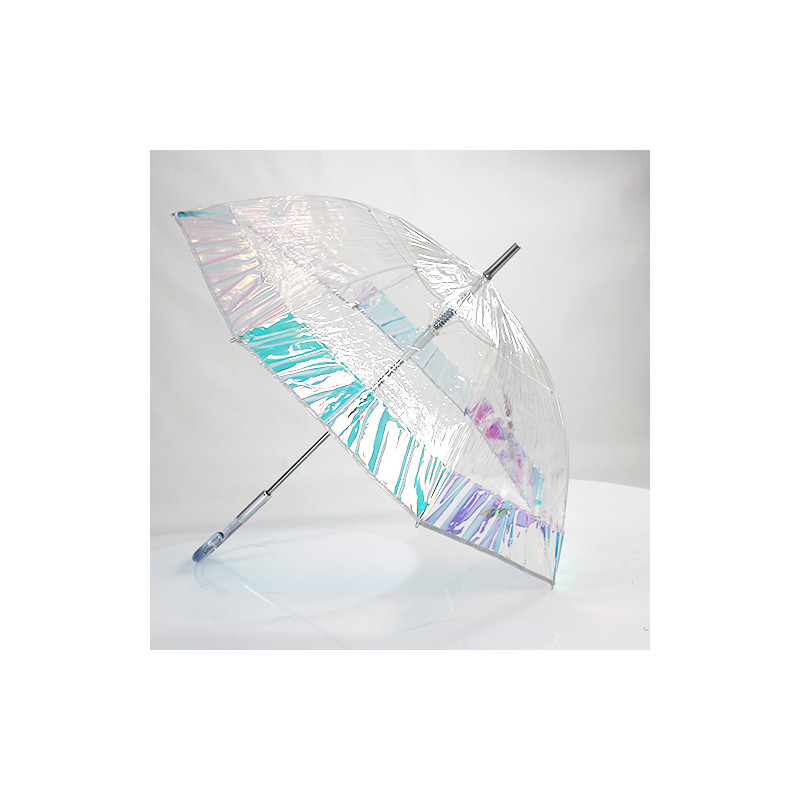 Parapluie transparent bande irisée