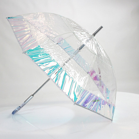 Parapluie transparent bande irisée