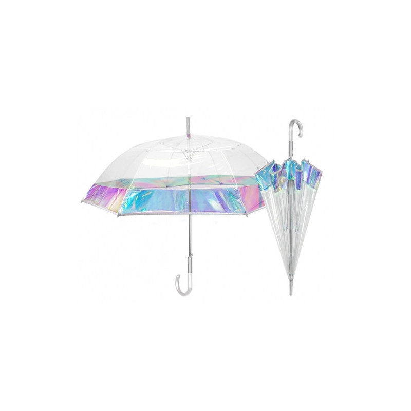 Parapluie transparent bande irisée